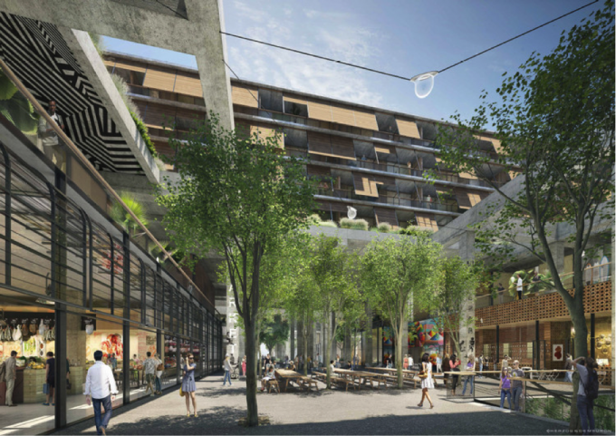 View of one of the project's retail areas. Image Courtesy of Los Angeles Department of City Planning