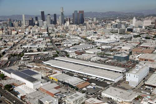 Aerial view of a downtown Los Angeles site that SunCal purchased for $130 million. Source: SunCal via Bloomberg