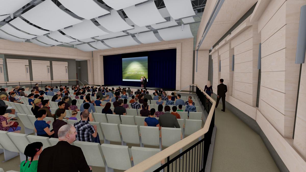 An artist’s rendering of the 800-seat auditorium to be included in the new middle school under construction at Potomac Shores.